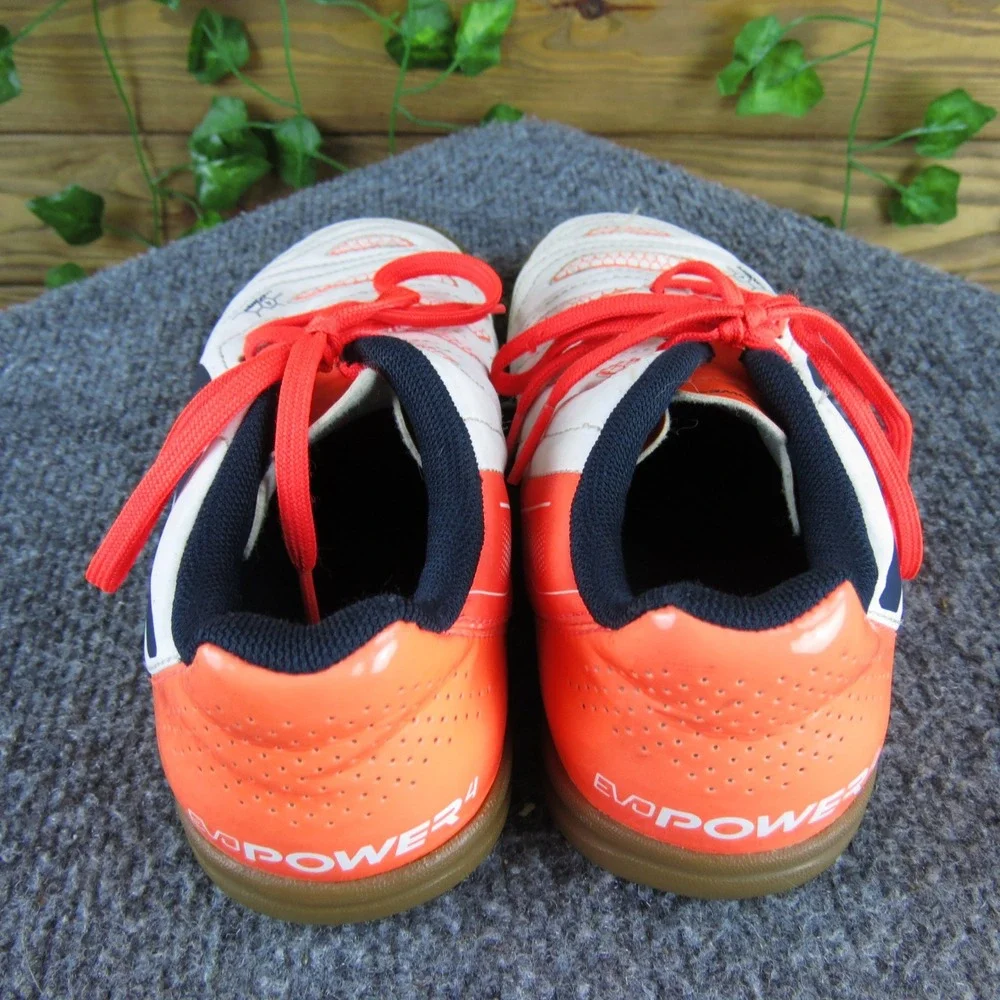 Puma evoPOWER 4‎ White Orange Indoor Soccer Shoes Boys Size 3 GripTex Comfort